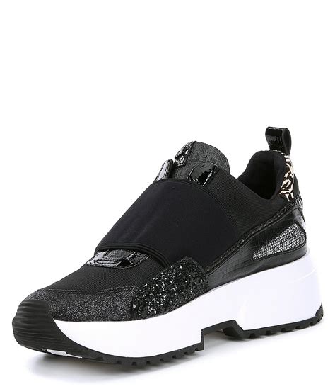 black sneakers michael kors|michael kors black shoes flat.